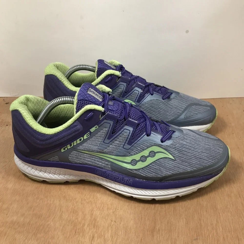 Saucony Guide ISO Purple Green Comfort Athletic Running Shoes Women's Size 11